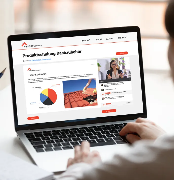 Laptop mit einer gebrandeten Webinar-Plattform